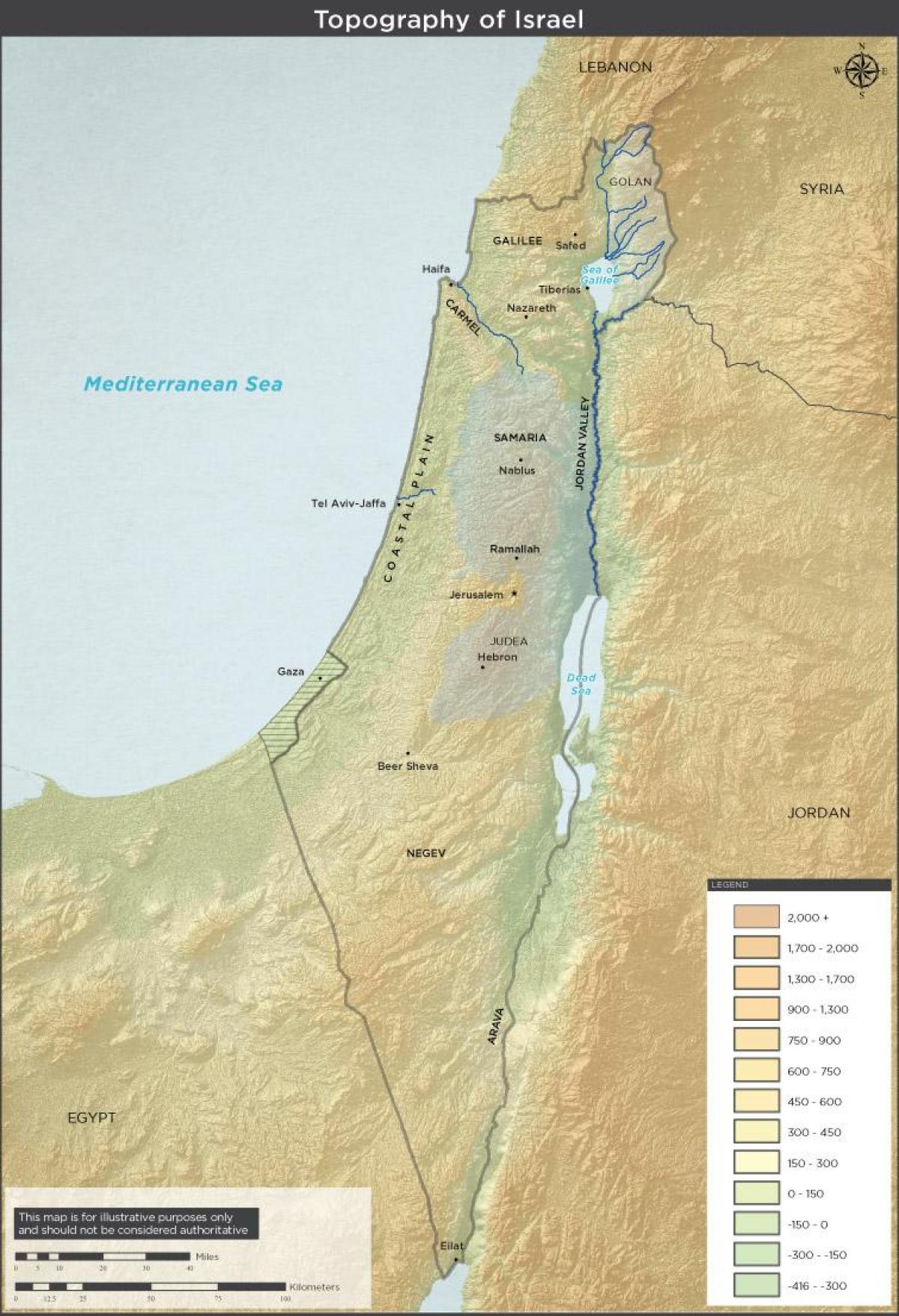 Topograficzna mapa Izraela