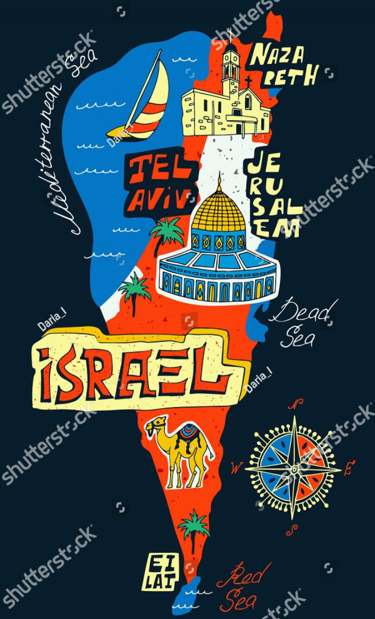 Mapa izraelskich atrakcji turystycznych