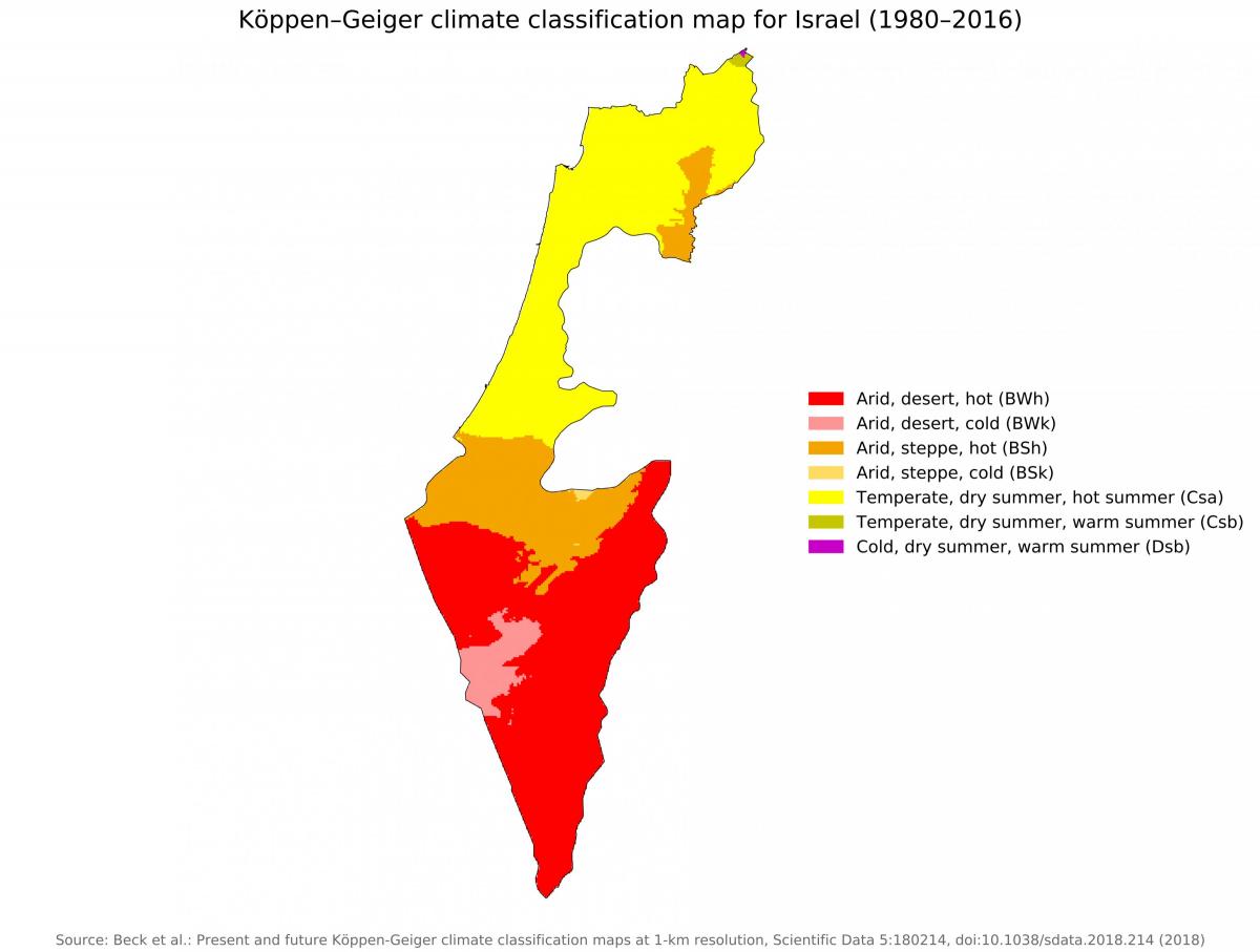 Mapa temperatury Izraela