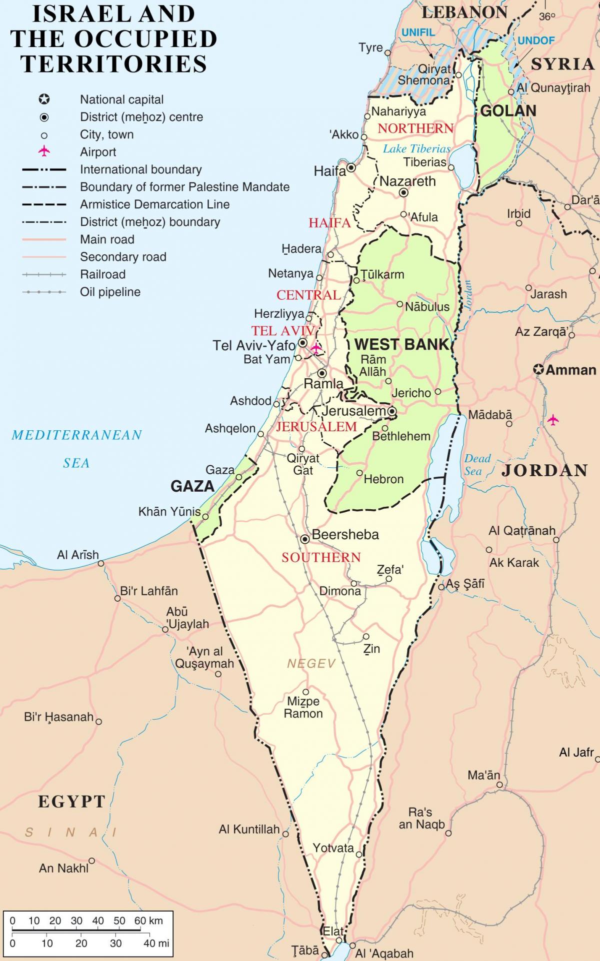 Mapa kraju Izrael